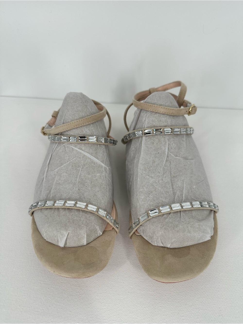 VICE VERSA Marina Beige Crystal Strap Convertible Sandel Heels to Flats Size 7 - Picture 13 of 16